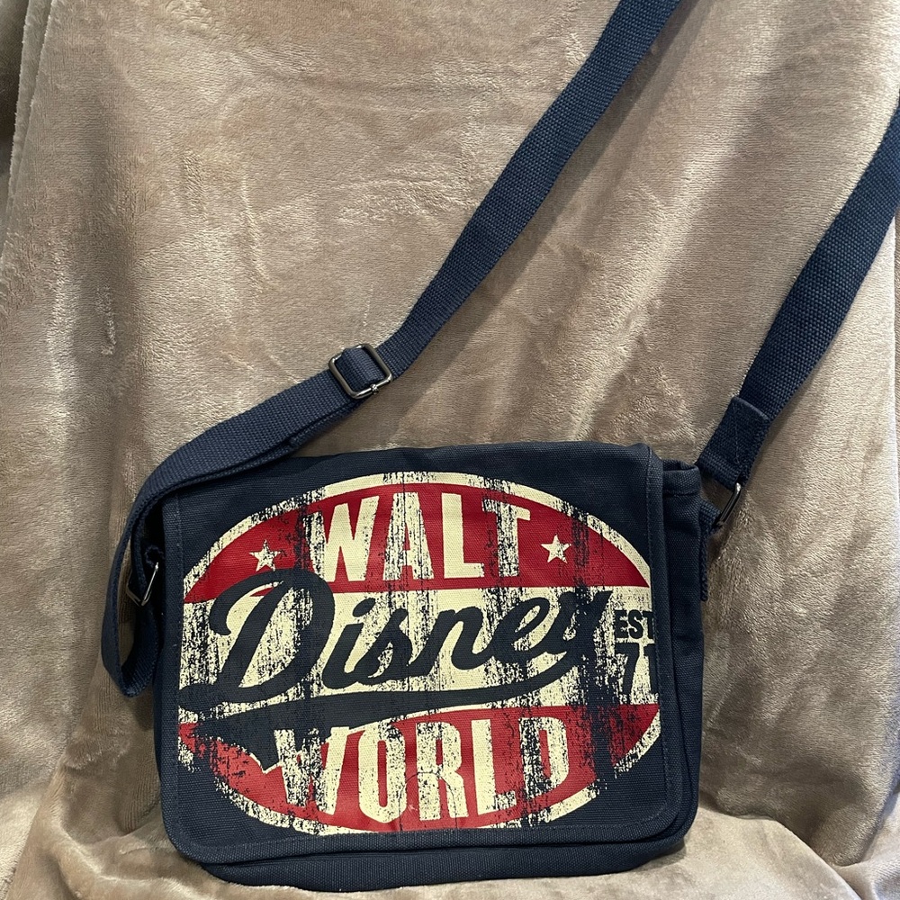 Disney Black and Red Messenger Bag with Vintage Design